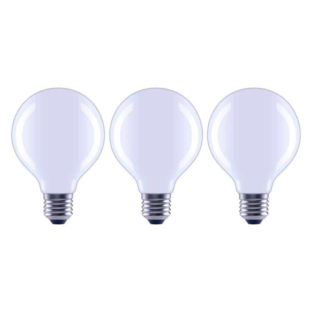 Ecosmart 100-Watt Equivalent G25 Dimmable Globe Frosted Glass Filament LED Vintage Edison Light Bulb Daylight (3-pack)